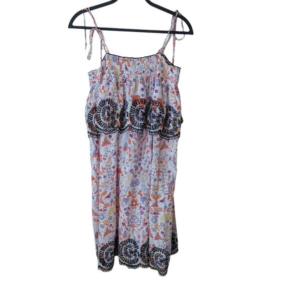 Anthropologie Antik Batik Samsa Eyelet Embroidered Floral Tiered Dress Size M - Picture 2 of 11